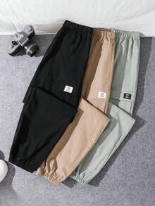 SHEIN Bộ 3 quần ống rộng màu trơn, có dây rút, thích hợp cho nam thiếu niên, mặc hàng ngày, đi học, du lịch, thể thao, mùa xuân/hè/thu/đông. - Nhiều màu - Xem 4