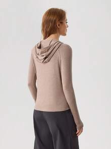 OutZeal Áo khoác nỉ nữ ngoài trời, áo tập thể dục tay dài, khóa kéo nửa thân trước, có lỗ xỏ ngón tay cái. - màu nâu - Xem 7