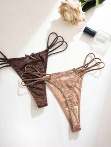 7件套浪漫蕾丝蝴蝶结丁字裤 - 彩色 - 查看 6