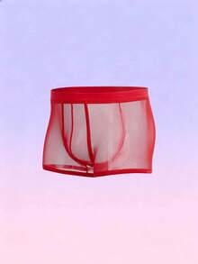 FeverCity Quần lót nam bằng lưới xuyên thấu, màu trơn, thích hợp cho các buổi hẹn hò. - Đỏ - Xem 1