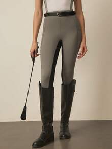 With My Calm Women's High Waist Tight Equestrian Pants With Contrast Color Pockets Riding Pants Horse Riding Pants Riding Breeches Women's Leggings With Pockets Women's Leggings With Pockets - Black - View 4