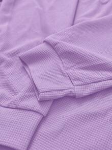 EMERY ROSE Purple Fashionable Plus Size Women V-Neck Long Sleeve T-Shirt - Multicolor - View 4