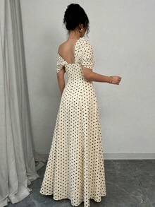 SHEIN Elenzya Asymmetric Shoulder Ruched Waist A-Line Elegant Romantic Dress For Women - Multicolor - View 2