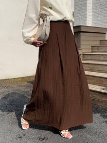 Mulvari Quần ống rộng màu trơn thường ngày dành cho nữ - Rỉ Nâu - Xem 1