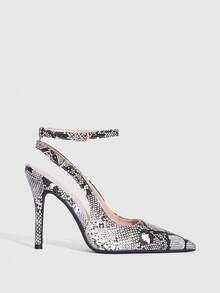 CUCCOO SZL Giày cao gót mũi nhọn, chất liệu da bóng mờ, kiểu dáng tối giản dành cho nữ. - Đen và trắng - Xem 4