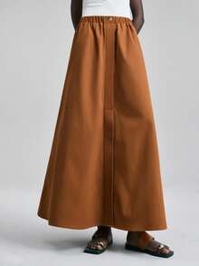 Ontre Spring/Summer New A-Line Skirt, Versatile & Elegant Women's Skirt, Suitable For Valentine's Day, Carnival, Beach, Party - Coffee Brown - View 5