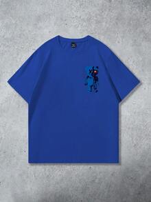 Manfinity LEGND Men's Minimalist Grizzly Bear Figure Graphic Print Tee,Aqua Blue Summer Streetwear Round Neck Short Sleeve T-Shirt,Casual City Break Commute T Shirt - Royal Blue - View 2