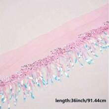 1件梦幻流苏柳叶亮片蕾丝饰边，服装DIY配件，炫彩亮片流苏 - 彩色 - 查看 12