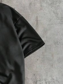 AXEPEAK Men's Loose Dropped Shoulder Knit Casual T-Shirt, Suitable For Everyday Wear - Black - View 4