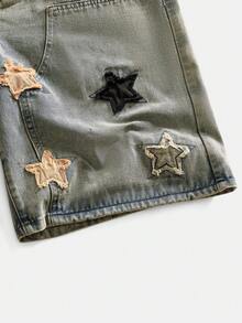 ROMWE MEN Men's Casual Patch Pocket Denim Jeans - Dark Wash - View 4