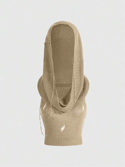 Grunge Punk Top tricoté à capuche déchiré de style mode de rue pour femmes, été