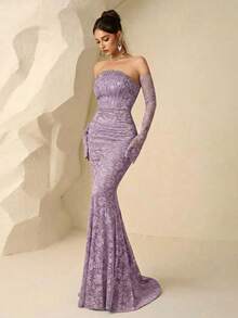 Coutiva 奢华晚礼服，高端正式礼服，优雅精致派对礼服 - 紫色 - 查看 4