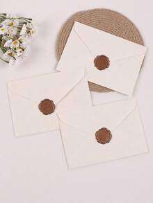 16pcs/Set Vintage Stationery Paper Envelope Set Including 3 Linen Envelopes, 10 Writing Papers, And 3 Sticker Sets With Alphabets Suitable For Invitation Card, Gift Card And Letter Writing - Apricot - View 7