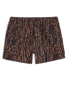 Manfinity Swimmode 男士时尚弹力腰抽绳宽松休闲沙滩裤 - 棕色 - 查看 2