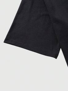 ROMWE MEN Street Life 男士休闲时尚街头通勤英国国旗印花短袖T恤，夏季 - 黑色 - 查看 8