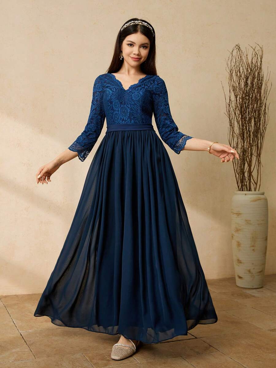 少女派对服装 - 藏蓝色 - 查看 1