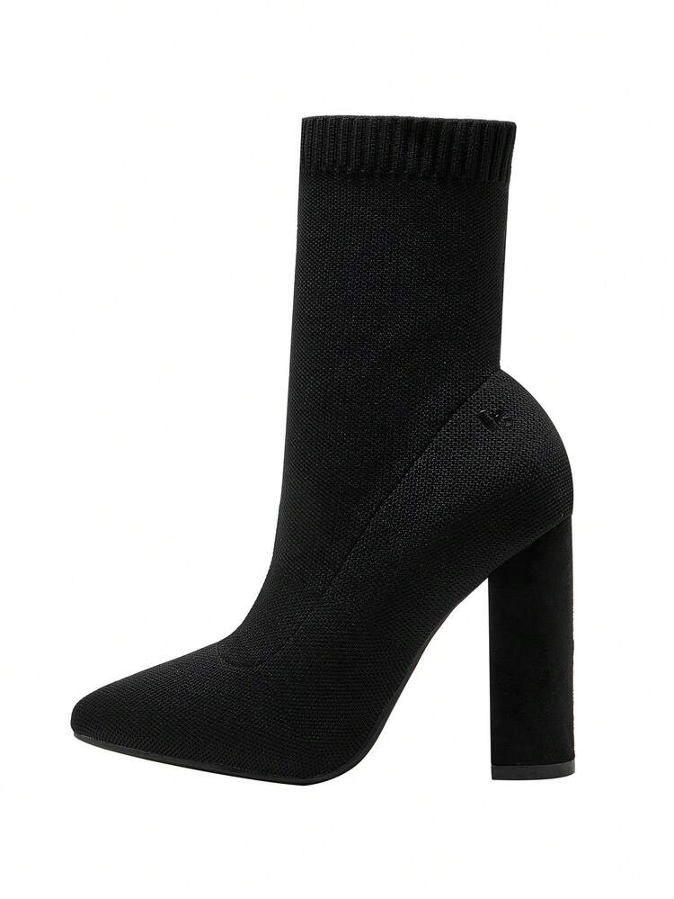 CUCCOO BASICS Women Shoes Minimalist Elasticity Slip-On Stretch Black Boots Collection-Chunky Heel For Summer Graduation Heels Prom Heels Vacation Shoes Summer Back To School Shoes College Student Shoes Spring Shoes Spring Break Easter