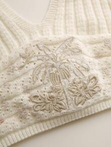 Travachic Women's Summer Vacation Beach Coconut Tree Embroidery Halter Neck Cover Up Top, Carnival, Casual, Vacation, Summer Holiday - Apricot - View 5