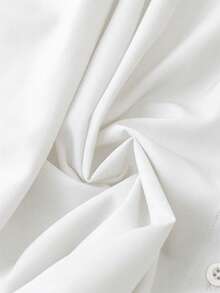 SHEIN Clasi 女士时尚纯色 Polo 领开衫，单排扣，优雅紫色，通勤百搭，长袖衬衫 - 白色 - 查看 4