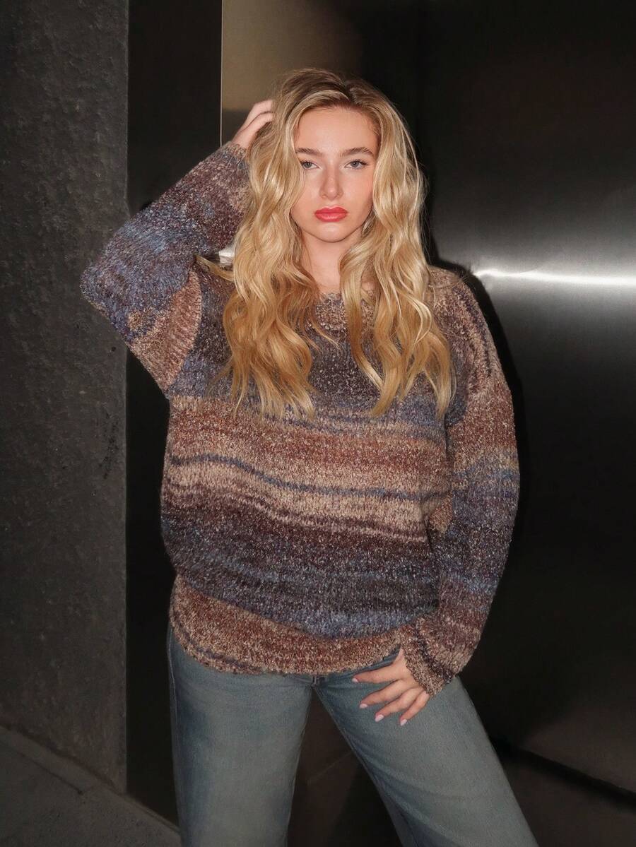 Turnttoni 女士秋季休闲简约毛衣，适合日常穿着 - 彩色 - 查看 1