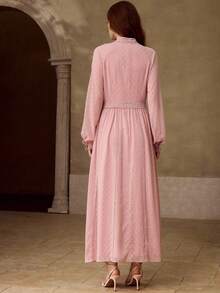 MOTF PREMIUM WOMEN'S LACE PATCHWORK DRESS, SPRING/SUMMER - Pink - View 4