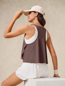 OutZeal 女士健身服运动背心普拉提套装健身上衣凉爽透气下摆运动上衣 - 鏽棕色 - 查看 6