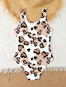 Girls' Leopard Heart Print One-Piece Swimsuit, 8-12 Years Old, Sweet & Cute Tween GirlsSwimwear For Swimming, Beach, Spa Leopard Print Swimsuit Kids Leopard Bathing Suit Tween Leopard Swimsuit Animal Print Bathing Suit Tween Girl Swimsuit Animal Print Swimsuit Tweens Swimsuit Girls Bathing Suit Heart Print Swimsuit Tween Dalmatian Swimsuit Cheetah Print Swimsuit Kids - Multicolor - View 3