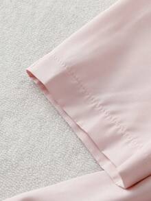 EMERY ROSE 大码女式花卉串珠贴花装饰上衣，韩版女士甜美清新优雅日常穿着 - 粉色 - 查看 6