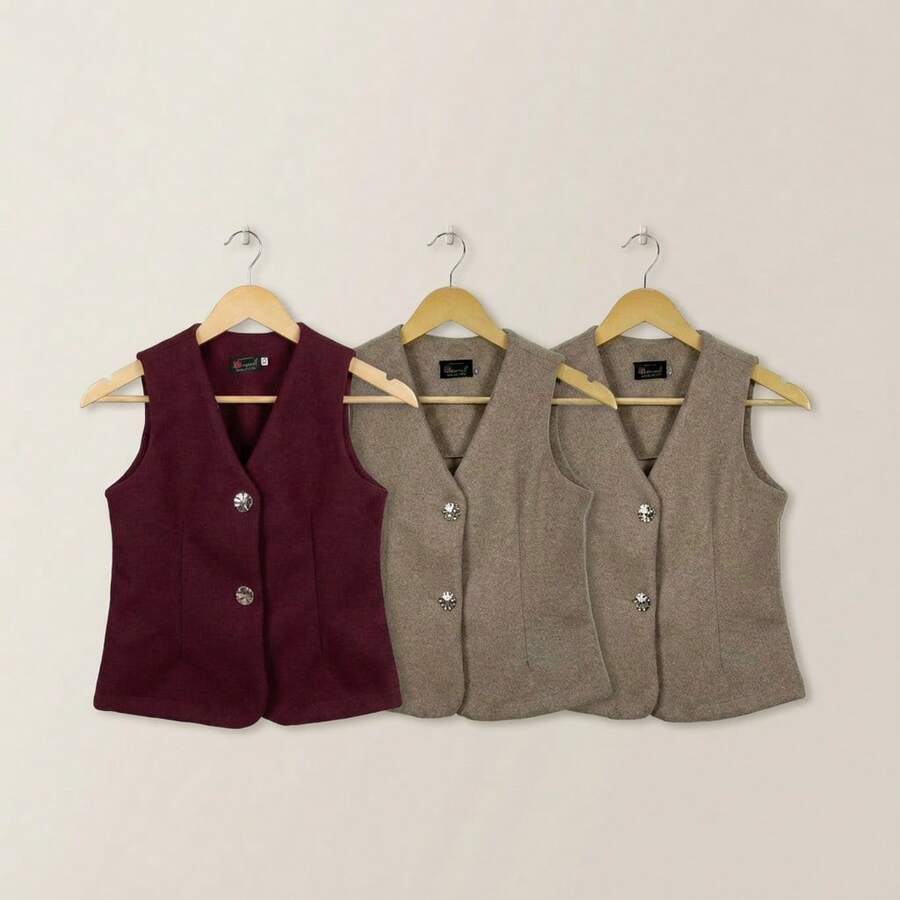 Set de 3 Chaleco con Botones Metálicos | Estilo Casual Elegante - 18 - Ver 1