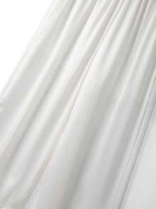 Franclia Pantalones de mujer con parches de satén minimalistas y ribete de encaje - Blanco - Ver 3