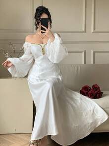 DAZY 女士优雅水钻装饰衬衫和半裙两件套，春夏款，婚礼宾客礼服 - 米色 - 查看 13