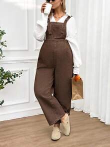 Boho Mama Spodnie ciążowe, casualowe, sprane, vintage, dżinsowe, ogrodniczki, wiosna, Boże Narodzenie, Nowy Rok, Święto Dziękczynienia, dojazdy, wakacje, ukończenie szkoły, szykowne, Y2K, urocze, streetwear, impreza, wesele, eleganckie, biznesowe, casualowe, damskie - Brązowy - Zobacz 3