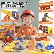 MINKOJA 10/19/30件套儿童过家家工具箱套装，含螺丝刀，逼真工具玩具，适合男孩女孩的互动游戏套装，生日礼物 - 彩色 - 查看 3