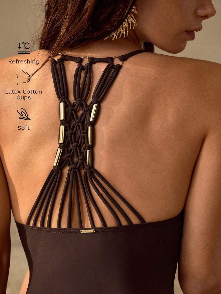 HANDMADE CROCHET BACKLESS BOHEMIAN ONE-PIECE SWIMSUIT