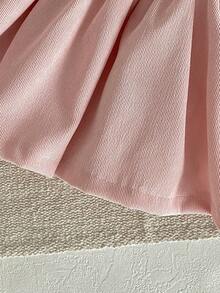 2pcs Baby Girls Floral Print Faux Collar Long Sleeve Top And Ruffled Hem Suspender Skirt Set Baby Girl Princess Dress Toddler Dress Set Ruffle Long Sleeve Blouse 2pcs Baby Girls Outfit - Pink - View 7