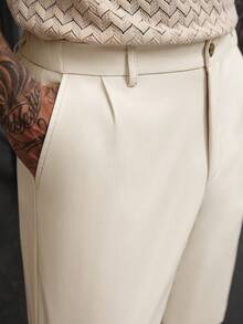 Manfinity CasualCool Men's Beige Casual Split Design Shorts - Beige - View 6