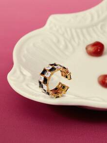 Glisma 女士开口戒指，复古风格，优雅，金属质感，精致，秋冬款，高端，适合妈妈/女士/女孩/母亲，复古，黄金，宝石，情人节礼物 - 金色 - 查看 3