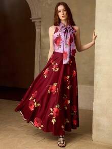 MOTF PREMIUM 女士浪漫玫瑰印花无袖衬衫，春夏款 - 彩色 - 查看 6