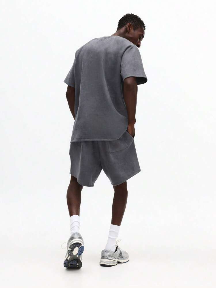 Suedette T-Shirt And Shorts Co-Ord Set