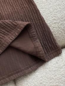 Franclia Casual Commute Elegant Textured Knit Camisole Top With Belt & Pockets, Paired With Wide Leg Shorts, Women Spring/Summer 2 Pieces Set - Brown - View 6