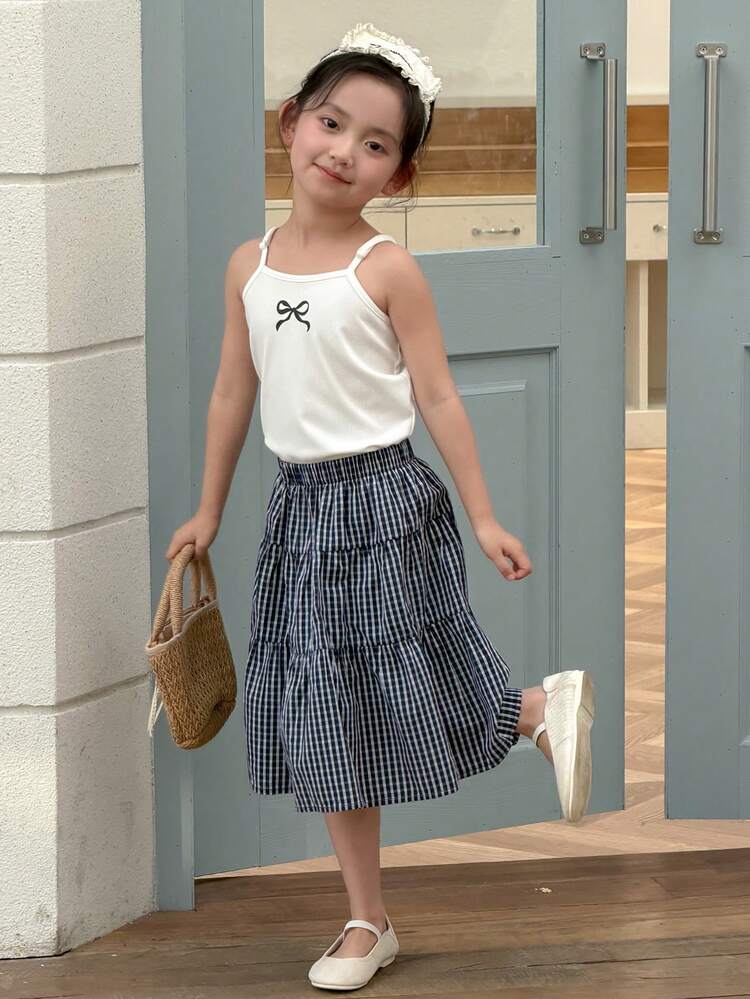 Young Girls Solid Color Knit Camisole Summer Vacation