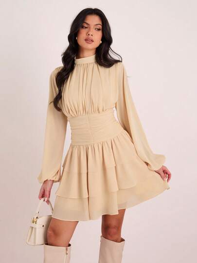 Enchnt 复古束腰度假风迷你连衣裙