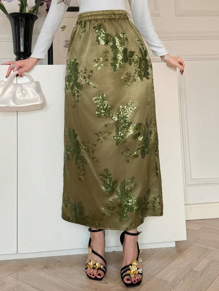 Women's Elastic Waist Sequin Elegant Skirt Carnival