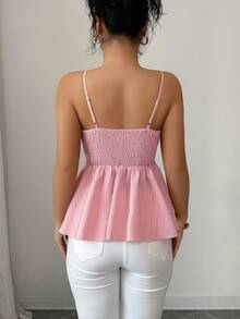 Elenzga Spring/Summer New Textured Fabric Design Camisole, Flattering Fit, Versatile Sleeveless Top For Casual Wear & Dates - Pink - View 6