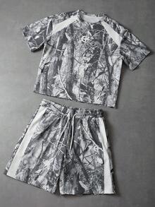 PAVTROS Men's Casual Dry Branch Printed T-Shirt & Shorts Set - Multicolor - View 1