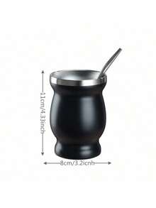 1/2个阿根廷马黛茶18/8不锈钢双层葫芦形马黛茶杯 - 黑色 - 查看 8