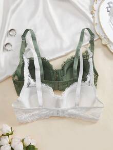 2件套蕾丝文胸和无钢圈文胸套装 - 彩色 - 查看 2