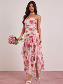 Enchnt 印花褶皱修身连衣裙 - 彩色 - 查看 4