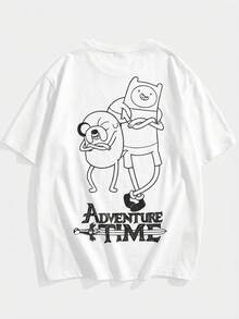 ADVENTURE TIME X SHEIN Men's Casual Loose Knit Cartoon Graphic Short Sleeve T-Shirt