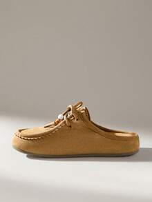 Solecia 女士系带休闲平底鞋，百搭时尚 - 棕色 - 查看 1